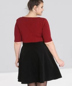 Hell Bunny Philippa 50's Top Burgundy Colour