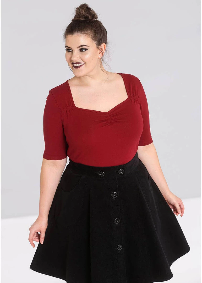 Hell Bunny Philippa 50's Top Burgundy Colour