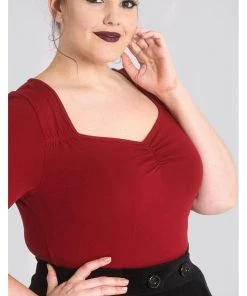 Hell Bunny Philippa 50's Top Burgundy Colour