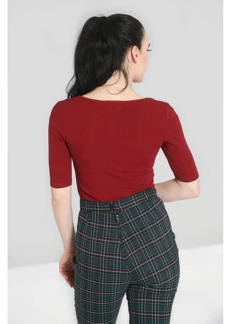 Hell Bunny Philippa 50's Top Burgundy Colour