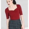 Hell Bunny Philippa 50's Top Burgundy Colour