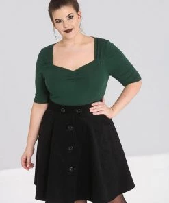 Hell Bunny Philippa 50's Top Dark Green New In