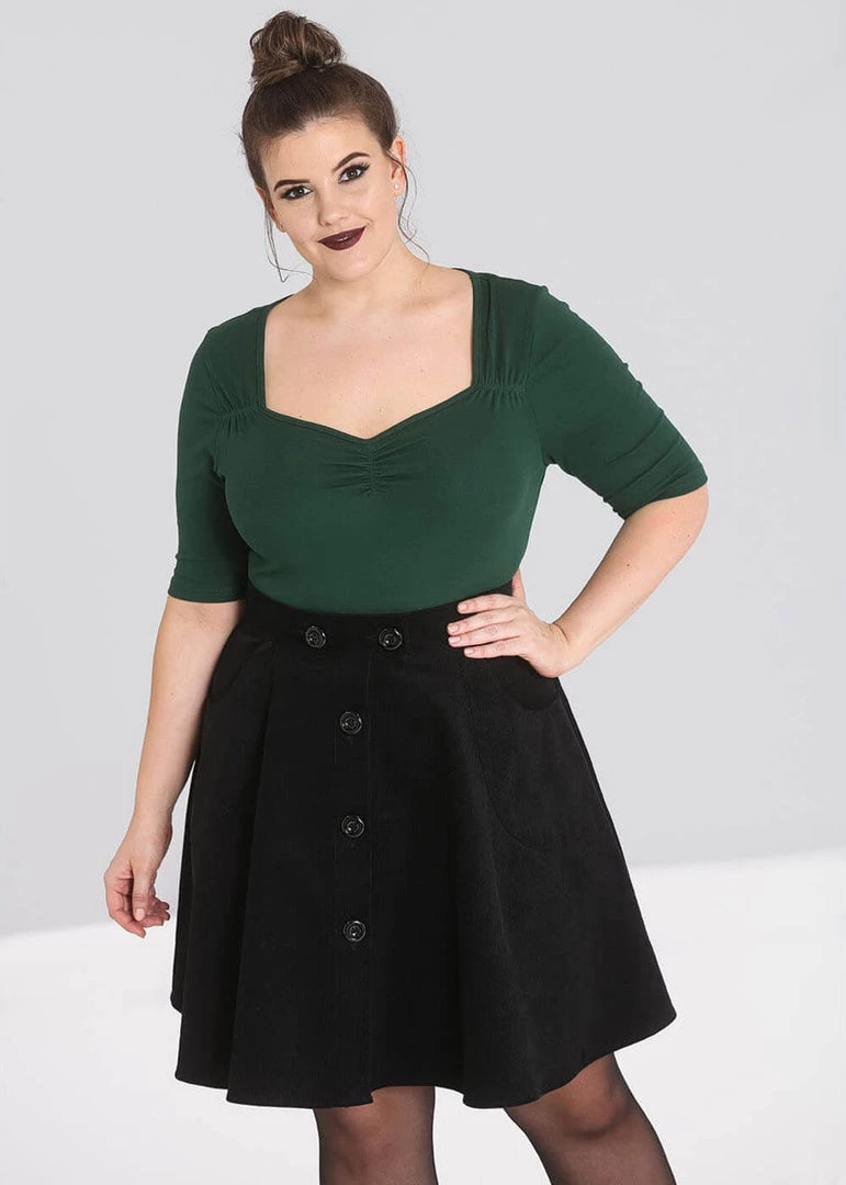 Hell Bunny Philippa 50's Top Dark Green New In