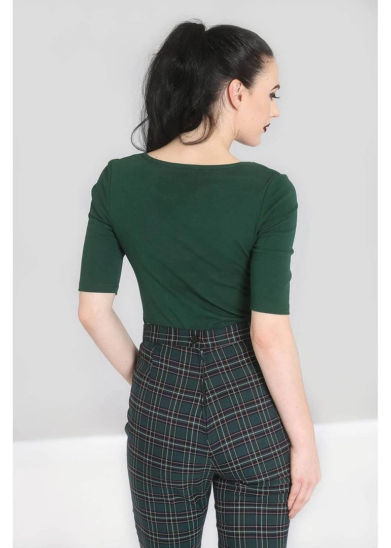 Hell Bunny Philippa 50's Top Dark Green New In