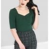 Hell Bunny Philippa 50's Top Dark Green New In