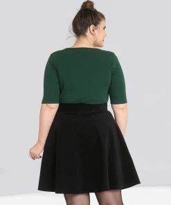 Hell Bunny Philippa 50's Top Dark Green New In