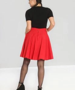 Hell Bunny Gabby 50's Swing Skirt Red New In