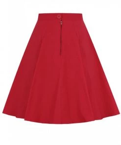 Hell Bunny Gabby 50's Swing Skirt Red New In