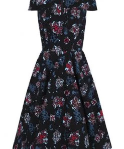 Hell Bunny Poseidon 50's Swing Dress Black New In