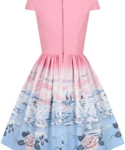 New In Hell Bunny Swan 50's Swing Dress Pink