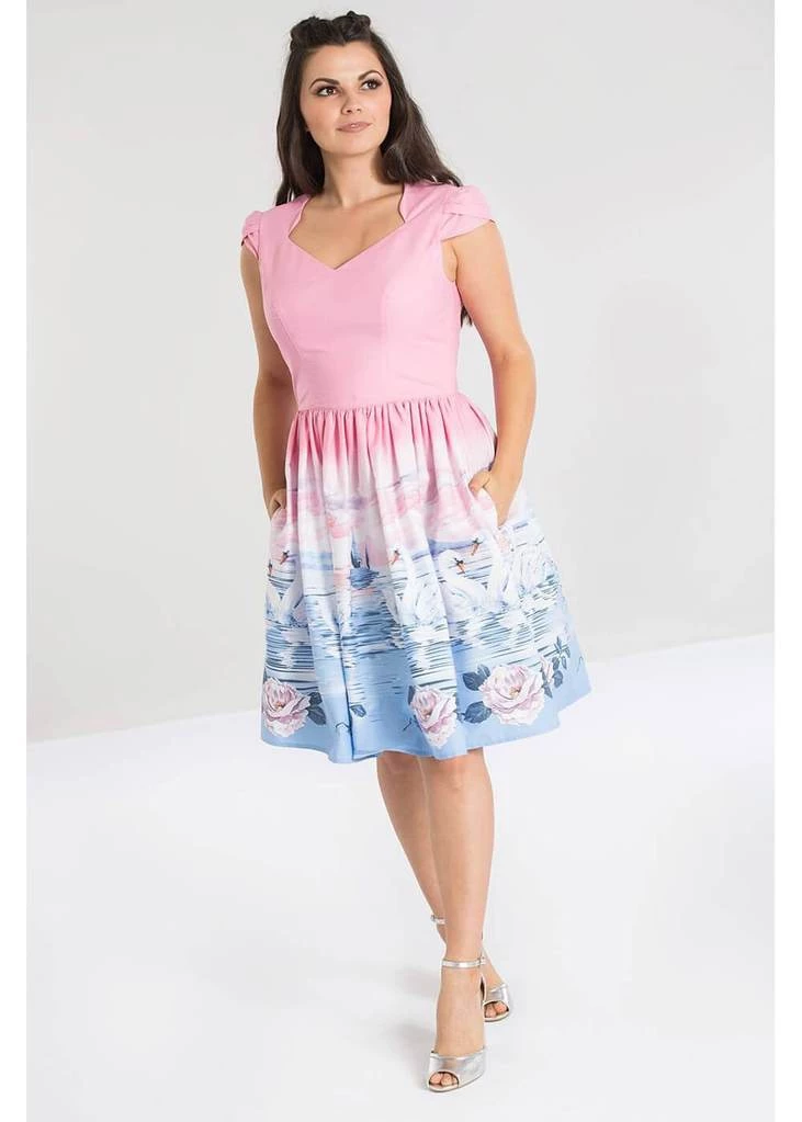 New In Hell Bunny Swan 50's Swing Dress Pink