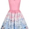New In Hell Bunny Swan 50's Swing Dress Pink