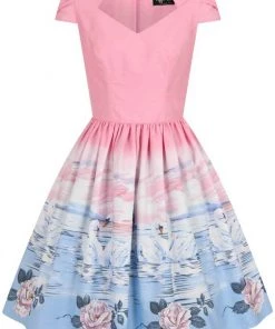 New In Hell Bunny Swan 50's Swing Dress Pink