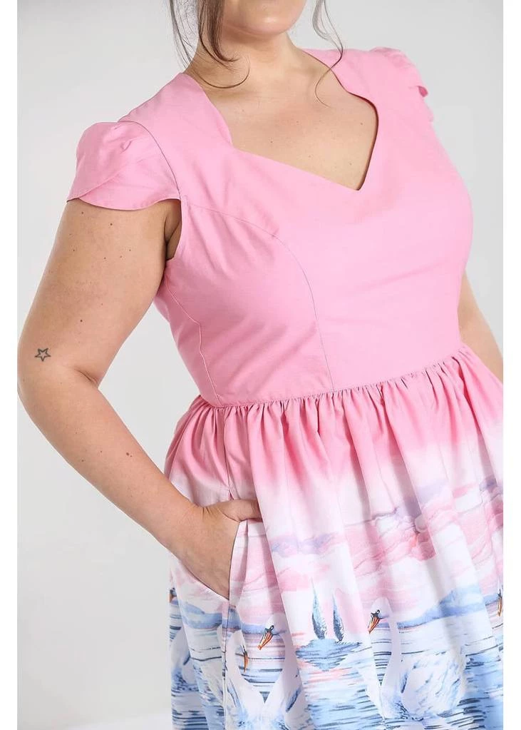 New In Hell Bunny Swan 50's Swing Dress Pink