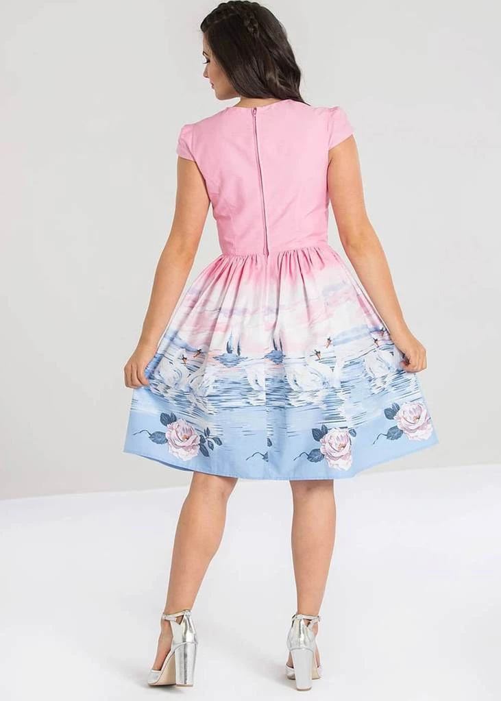 New In Hell Bunny Swan 50's Swing Dress Pink