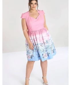 New In Hell Bunny Swan 50's Swing Dress Pink
