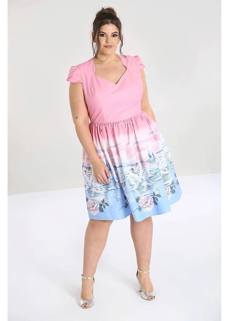 New In Hell Bunny Swan 50's Swing Dress Pink