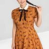 New In Hell Bunny Vixey Fox 40's Dress Brown