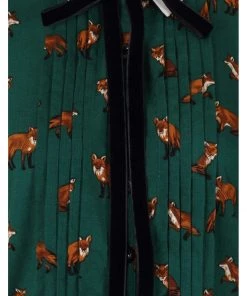 Hell Bunny Vixey Fox 40's Dress Dark Green