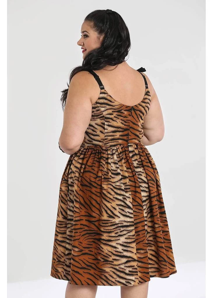 New In Hell Bunny Tora Tiger 50's Swing Dress Brown