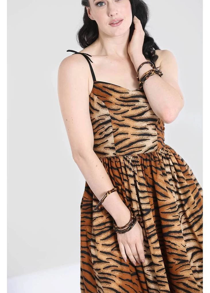 New In Hell Bunny Tora Tiger 50's Swing Dress Brown