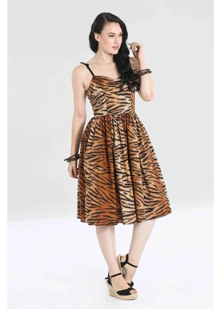New In Hell Bunny Tora Tiger 50's Swing Dress Brown