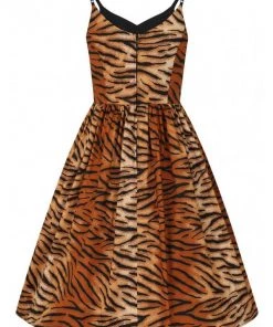 New In Hell Bunny Tora Tiger 50's Swing Dress Brown