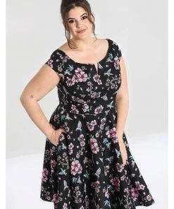 Hell Bunny Madison Hummingbird 50's Swing Dress Black