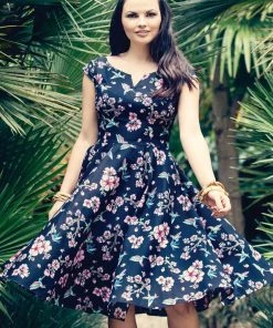 Hell Bunny Madison Hummingbird 50's Swing Dress Black