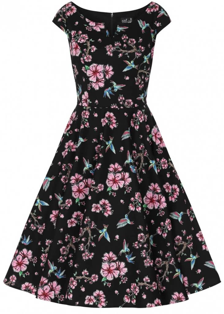 Hell Bunny Madison Hummingbird 50's Swing Dress Black