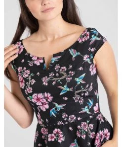 Hell Bunny Madison Hummingbird 50's Swing Dress Black
