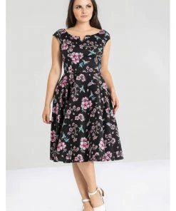 Hell Bunny Madison Hummingbird 50's Swing Dress Black