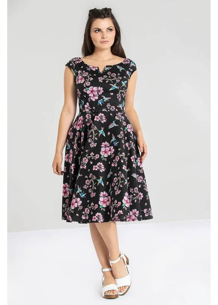 Hell Bunny Madison Hummingbird 50's Swing Dress Black