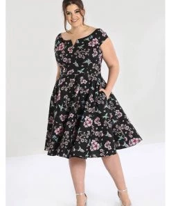 Hell Bunny Madison Hummingbird 50's Swing Dress Black