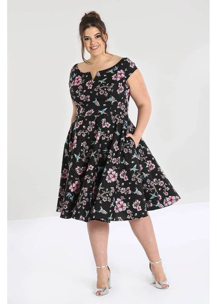 Hell Bunny Madison Hummingbird 50's Swing Dress Black