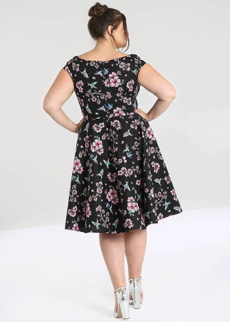 Hell Bunny Madison Hummingbird 50's Swing Dress Black