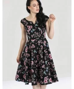 Hell Bunny Madison Hummingbird 50's Swing Dress Black