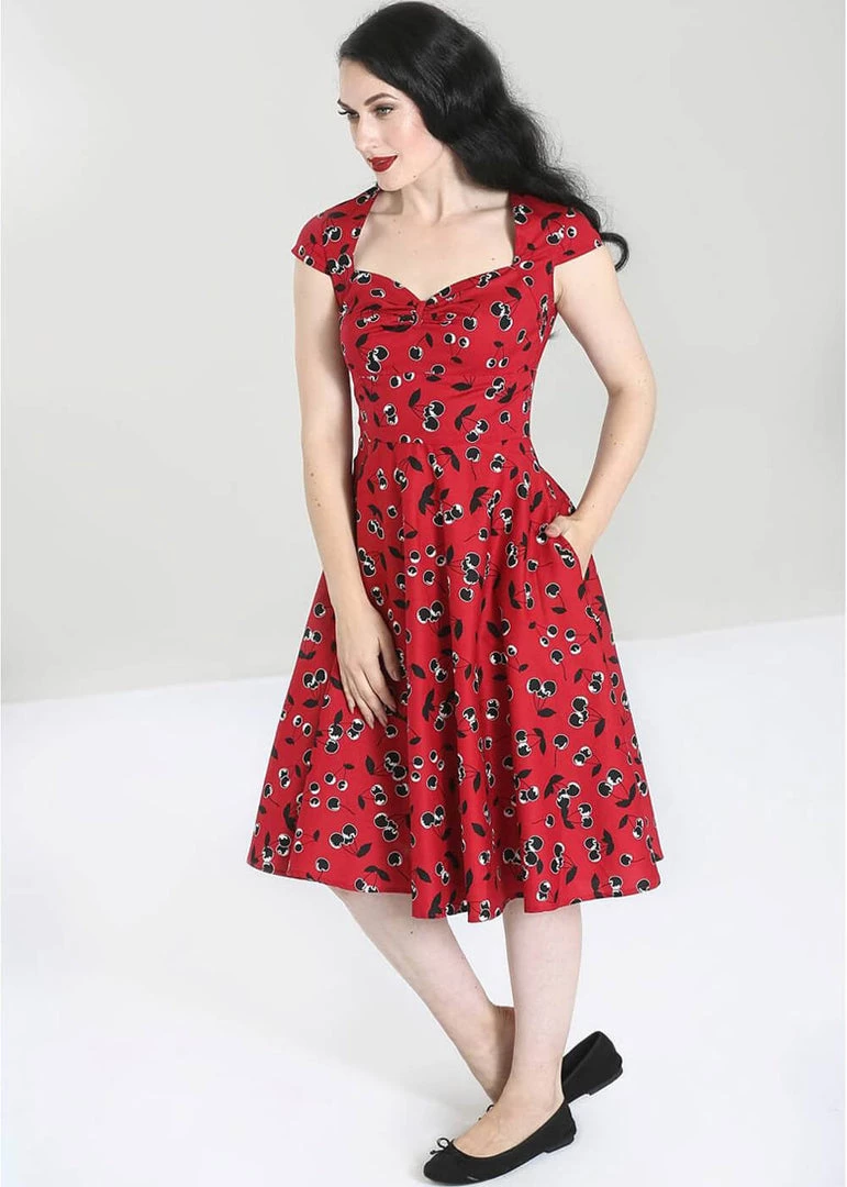 New In Hell Bunny Alison Cherry 50's Swing Dress Red