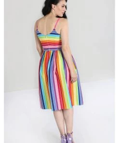 Hell Bunny Over The Rainbow 50's Swing Dress Multi New In
