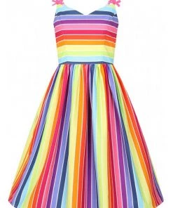 Hell Bunny Over The Rainbow 50's Swing Dress Multi New In