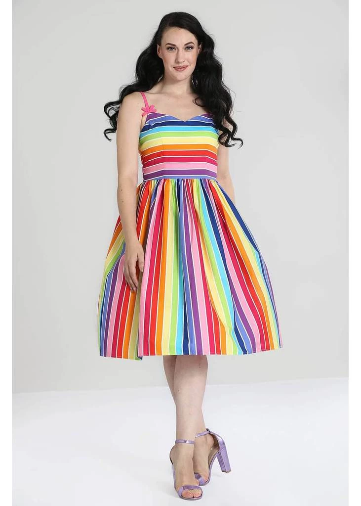 Hell Bunny Over The Rainbow 50's Swing Dress Multi New In