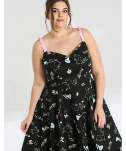 Hell Bunny Binky Bunny 50's Swing Dress Black