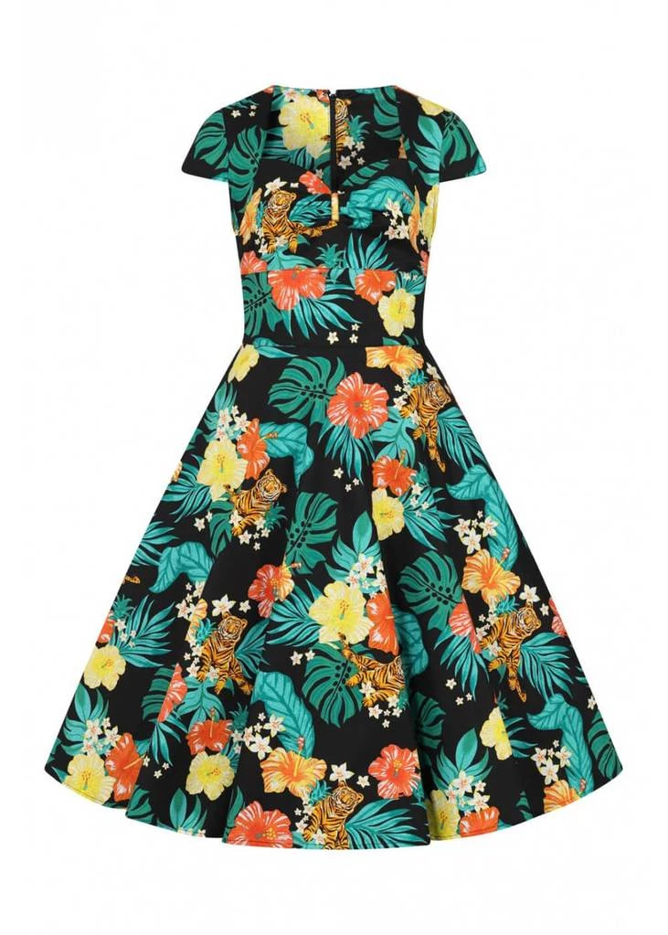 Hell Bunny Bali Jungle 50's Swing Dress Black New In