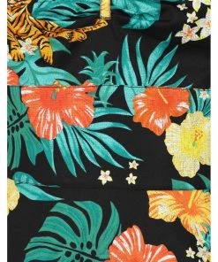 Hell Bunny Bali Jungle 50's Swing Dress Black New In
