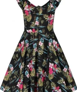 Hell Bunny Noa Noa Tiki 50's Mid Swing Dress Black New In