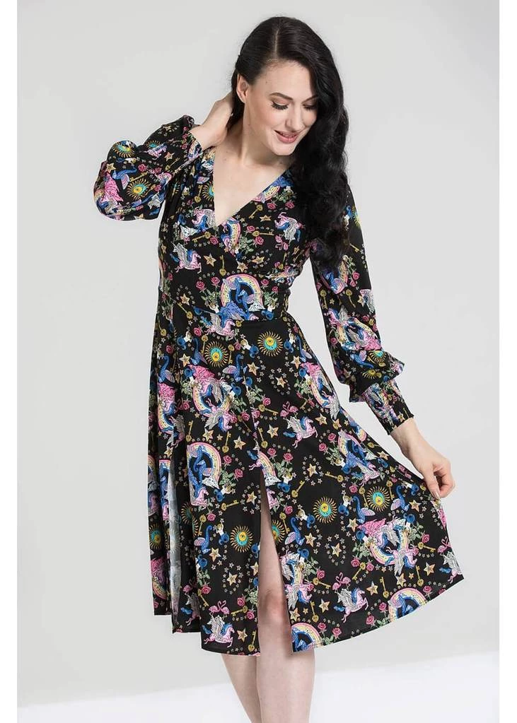 Hell Bunny Moondance 70's Dress Black