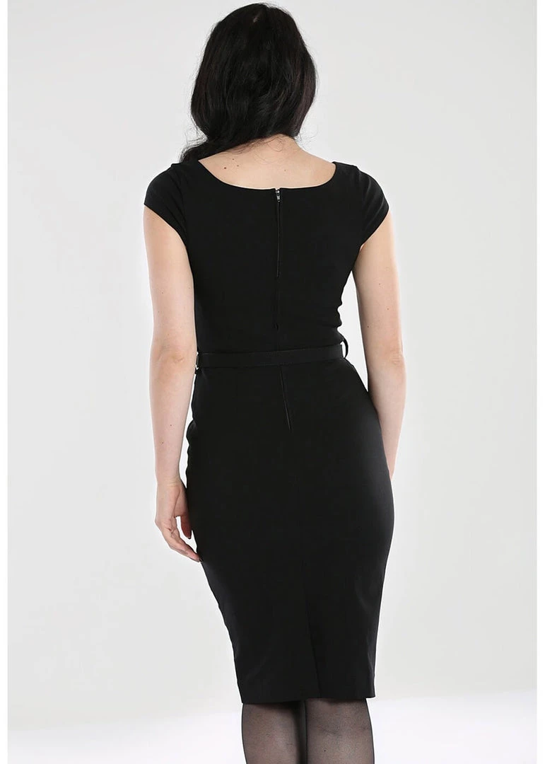 New In Hell Bunny Miss Muffet Spider 50's Pencil Dress Black