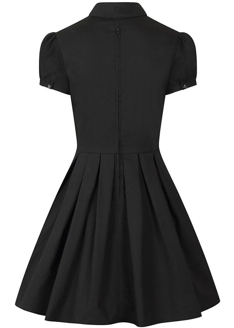 Hell Bunny Samara Ouija 60's Swing Dress Black New In