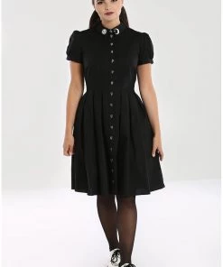 Hell Bunny Samara Ouija 60's Swing Dress Black New In