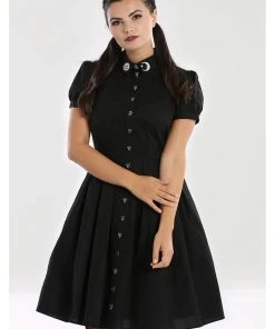 Hell Bunny Samara Ouija 60's Swing Dress Black New In